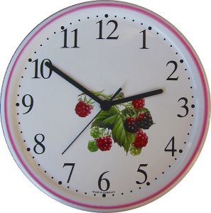 Keramik Wanduhr Brombeeren Pinkrand Quarzuhr