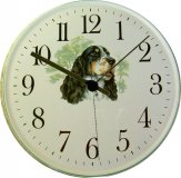 Keramik Hund Uhr Springer Spaniel Grünrand Quarzuhr