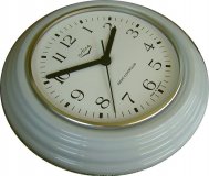 Keramik Küchenuhr hellgraue runde Uhr mit Rillen Funkuhr
