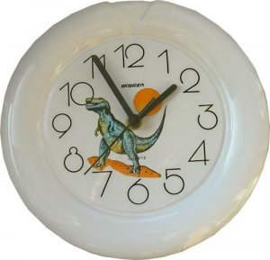 Keramik Wanduhr Kinderuhr Motiv Dino mit Sonne Quarzuhr